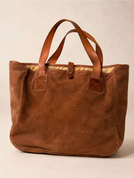 Ralph Lauren Handbags - Vintage 90s Ralph Lauren Tan suede slouchy Canvas Tote with Brown Leather Trim